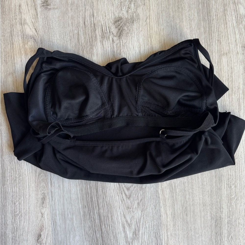 Magicsuit Tiered Ruffled Angled Tankini Swim Top Black Stretch Compression sz 12 - Picture 8 of 10